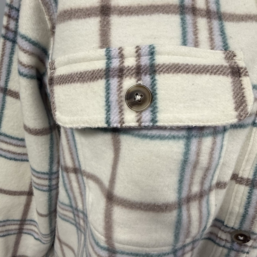NWOT Falls Creek Plaid Fleece Shacket Womens 2X Cream Button Down Shirt Jacket - Picture 6 of 10